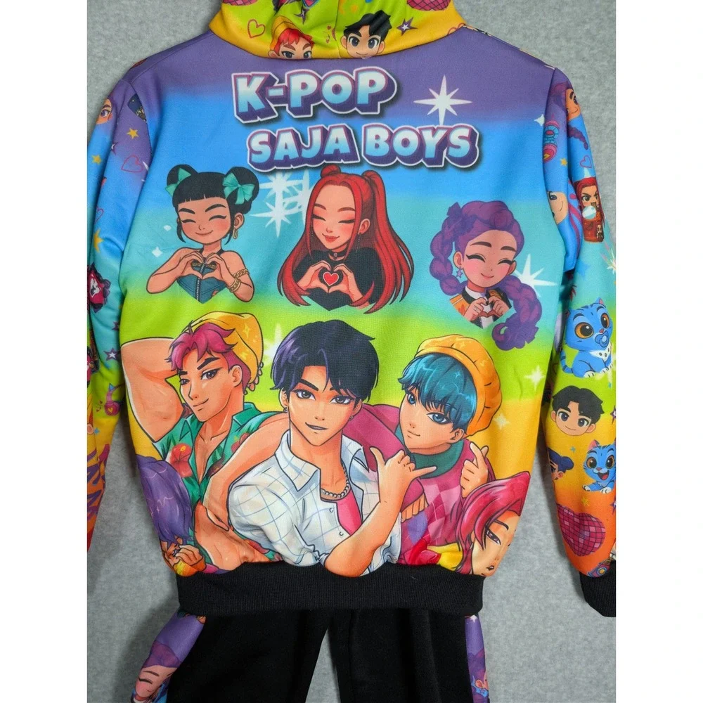 K-Pop‎ Saja Boys Anime Kids Tracksuit Set Hoodie Joggers Multicolor Size Large